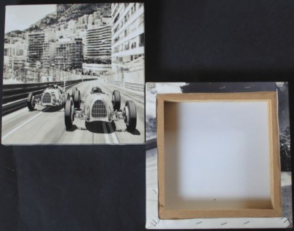 Auto-Union Racingcars 1936 Moncao Grand-Prix two Racingsport-Drawings on canvas (7109)